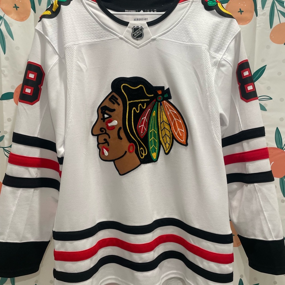 Adidas Men's White and Black Chicago Blackhawks Jersey
